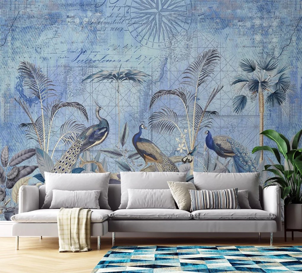 Gario Fotótapéta Pávak a trópusok kékben - Andrea Haase Anyag: Vlies, Méret: 400 x 280 cm