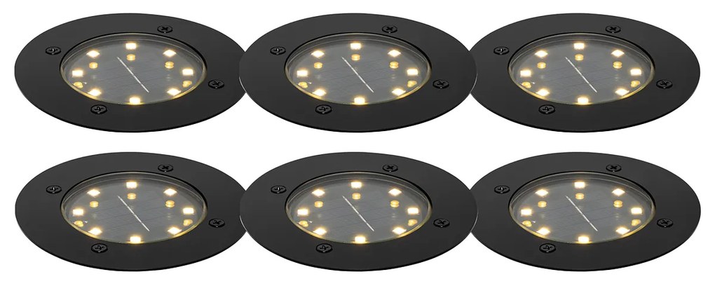 6 darabos fekete talajspot szett LED-del, IP65 napelemes - Terry