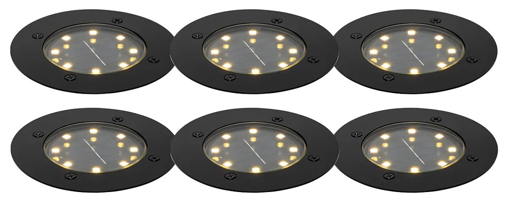6 db-os fekete talajszpot készlet LED-del, IP65 napelemes - Terry