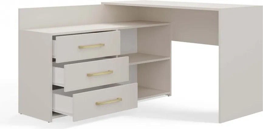 Dany sarok íróasztal polccal, tárolóval, 120x76x50 cm, kasmír