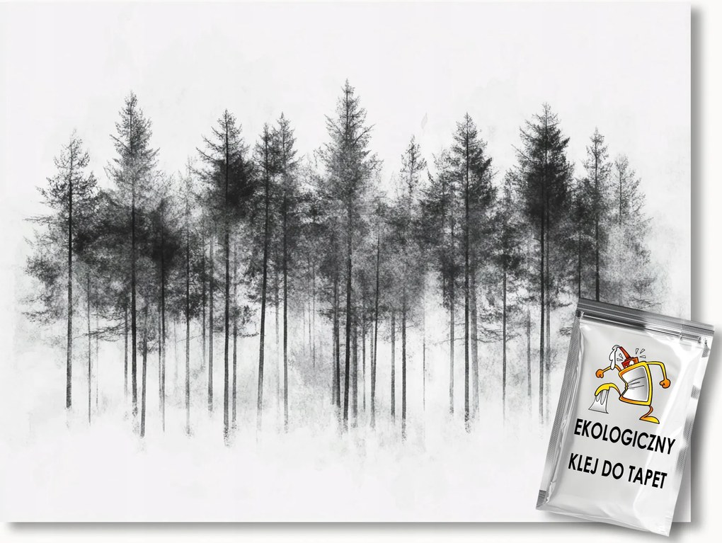 Fotótapéta Flizelina Grafika Természet Tájkép Erdő Fenyőfák 200x140 ragasztó