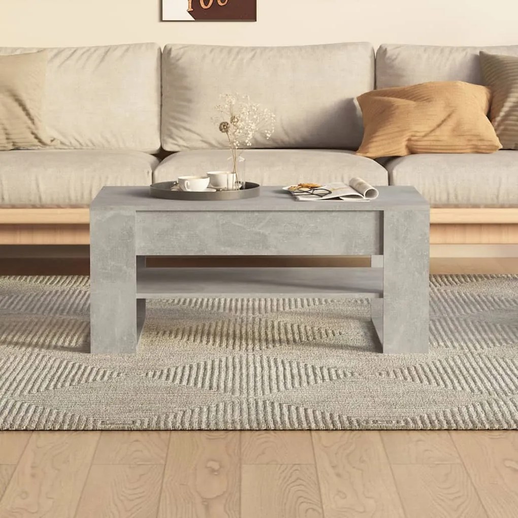 Betonszürke szerelt fa dohányzóasztal 102 x 55 x 45 cm