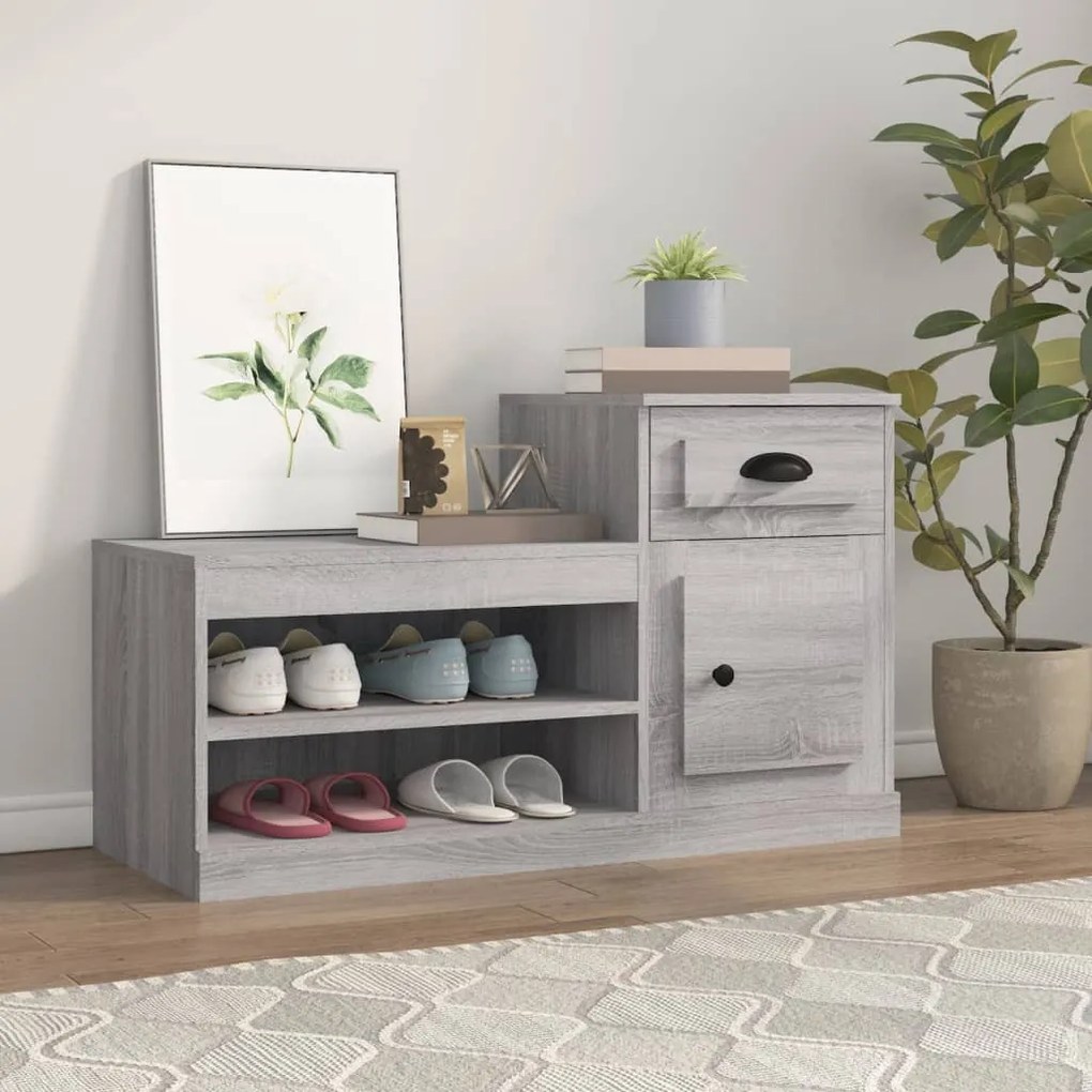 szürke sonoma színű szerelt fa cipősszekrény 100x42x60 cm