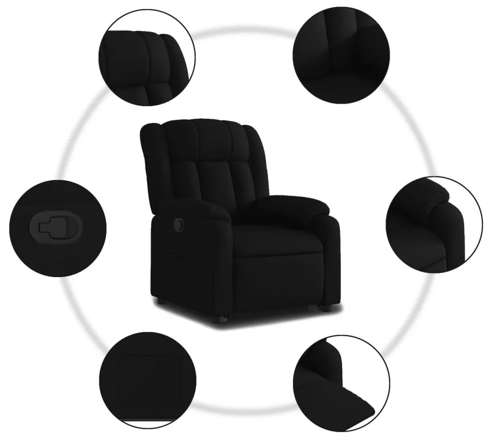 vidaXL fekete szövet felállást segítő dönthető fotel