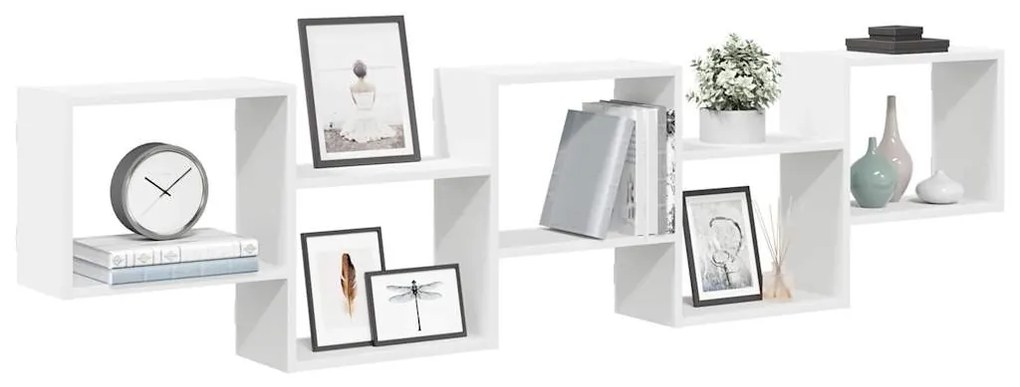 fehér szerelt fa fali kockapolc 5 rekeszes színű