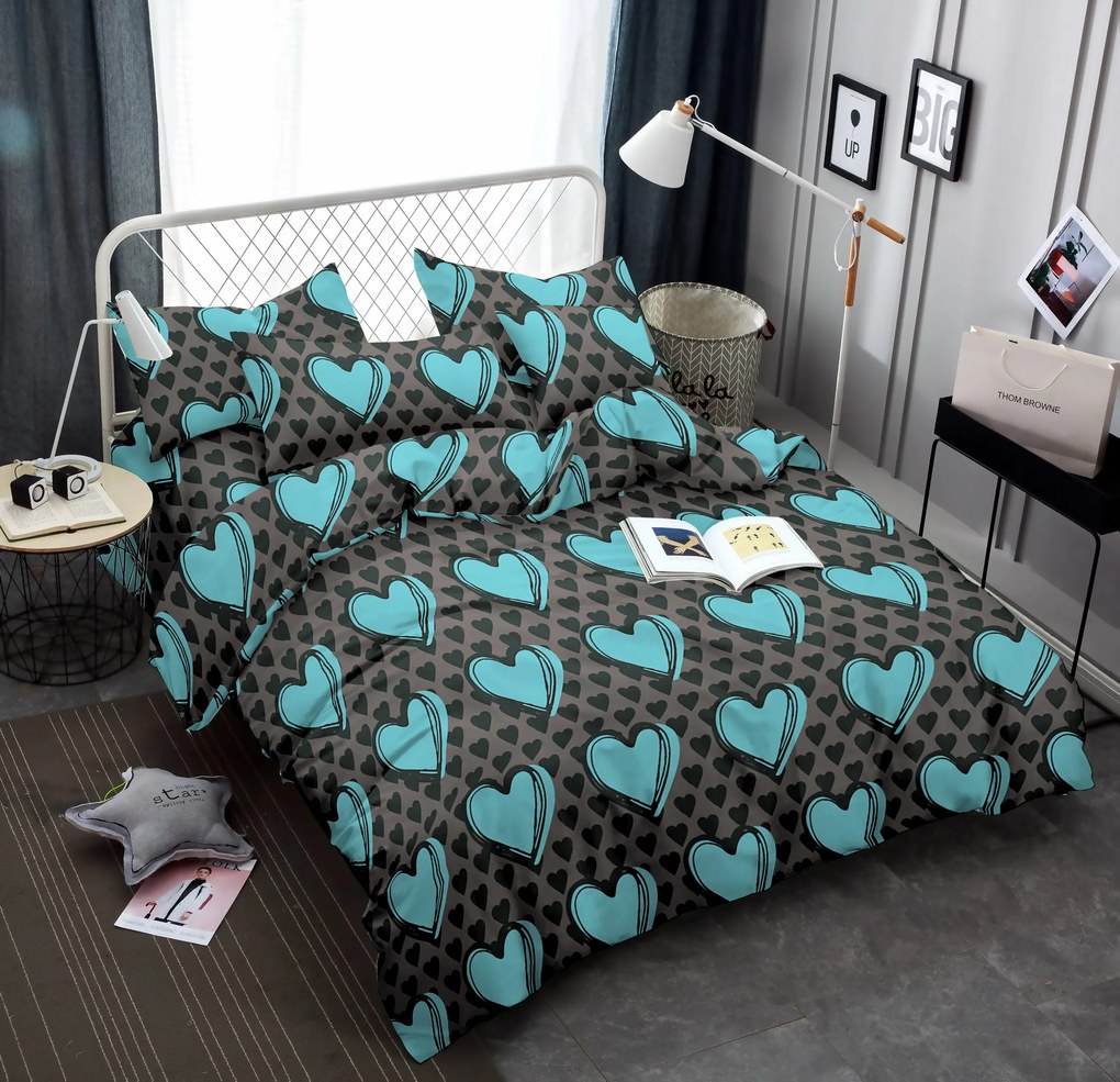 KASUGA türkiz mikroszálas ágyneműhuzat Ágyneműhuzat mérete: 2 db 70 x 90 cm | 200 x 220 cm