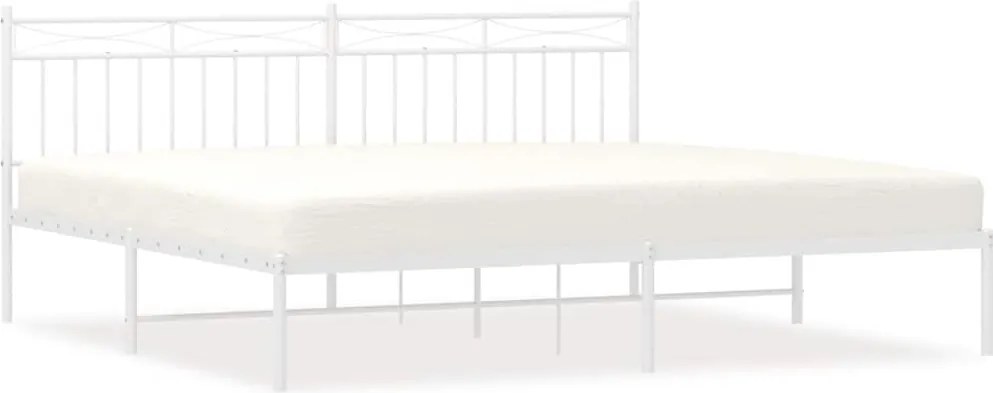vidaXL fehér fém ágykeret fejtámlával 193 x 203 cm