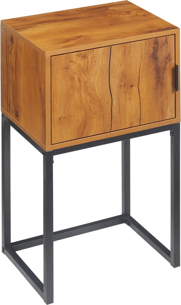 HOMCOM Tárolós konzolasztal, ipari dizájnú oldalasztal előszobába, nappaliba, folyosóra, acél, természetes, 40 x 30 x 76 cm | Aosom