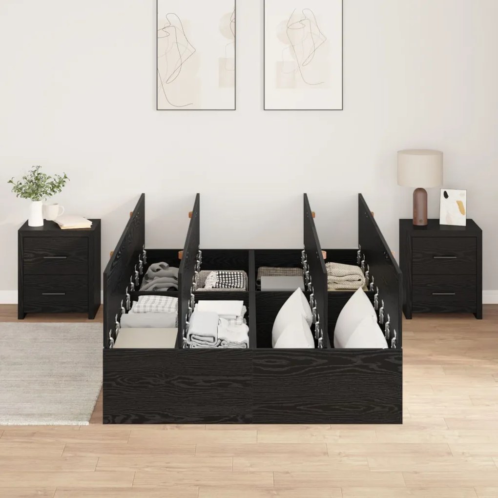 Tároló Ágykeret Fekete Tölgy 120x200 cm