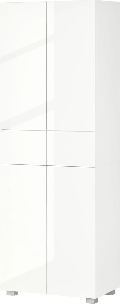 HOMCOM Konyhai Tárolószekrény 4 Ajtóval, 2 Fiókkal és Állítható Polcokkal, Modern Stílusú, Felborulás ellen védett, 60x35x170 cm, Fehér | Aosom