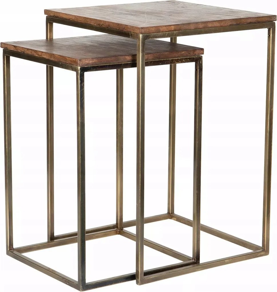 Dohányzóasztal Loft Arany oldalsó éjszakai mangófa 2 db nappaliba teraszra