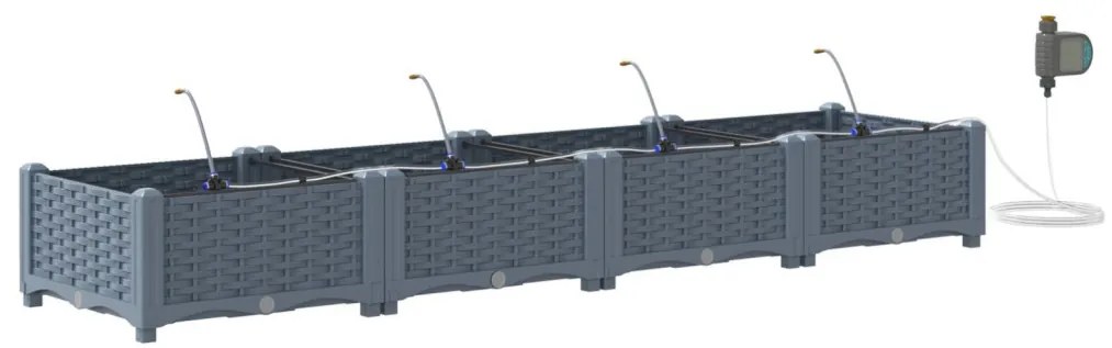 Kerti ültetők Világosszürke 160 x 40 x 22 cm Acél