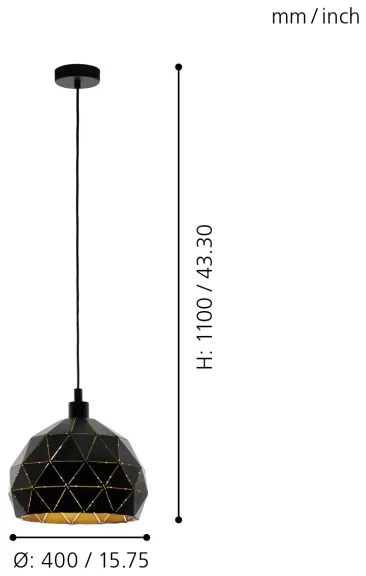 Eglo 97841 - Csillár zsinóron ROCCAFORTE 1xE27/60W/230V