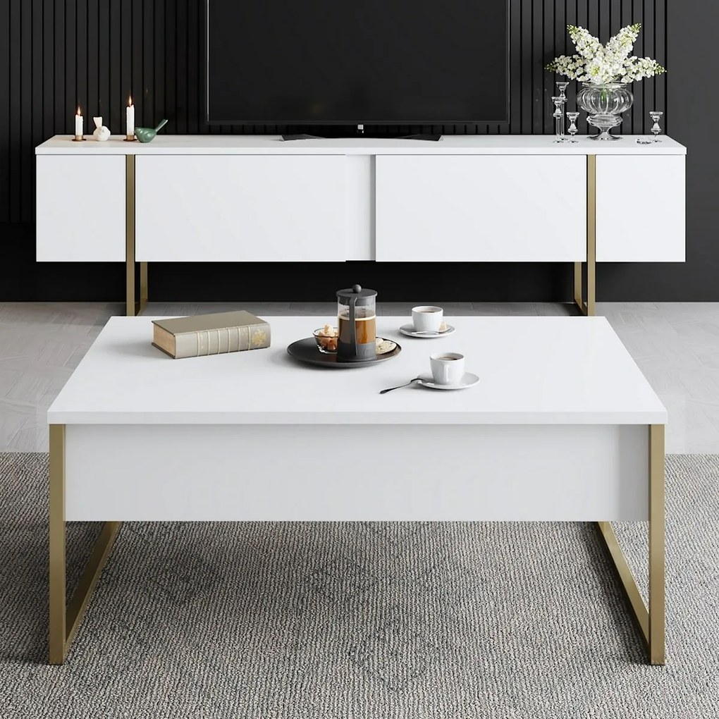 Luxe White and Gold konferenciaasztal