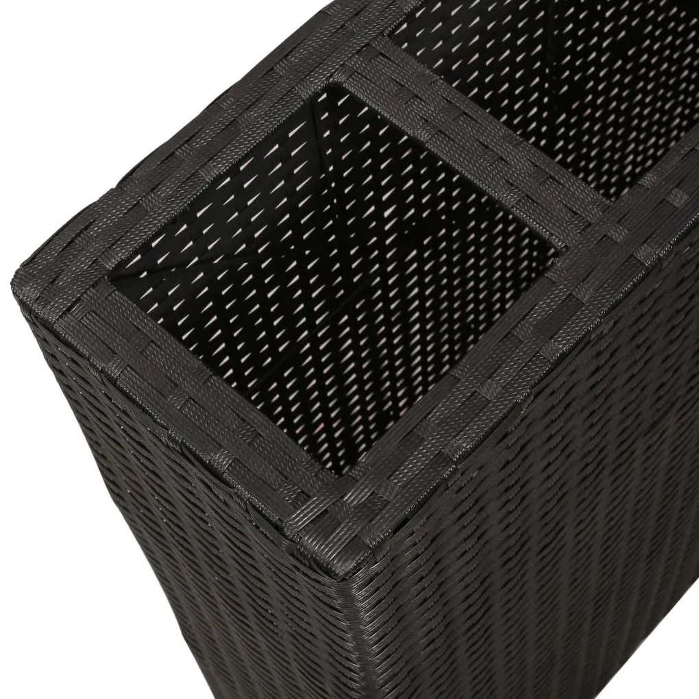 Fekete polyrattan kerti magaságyás 4 kaspóval