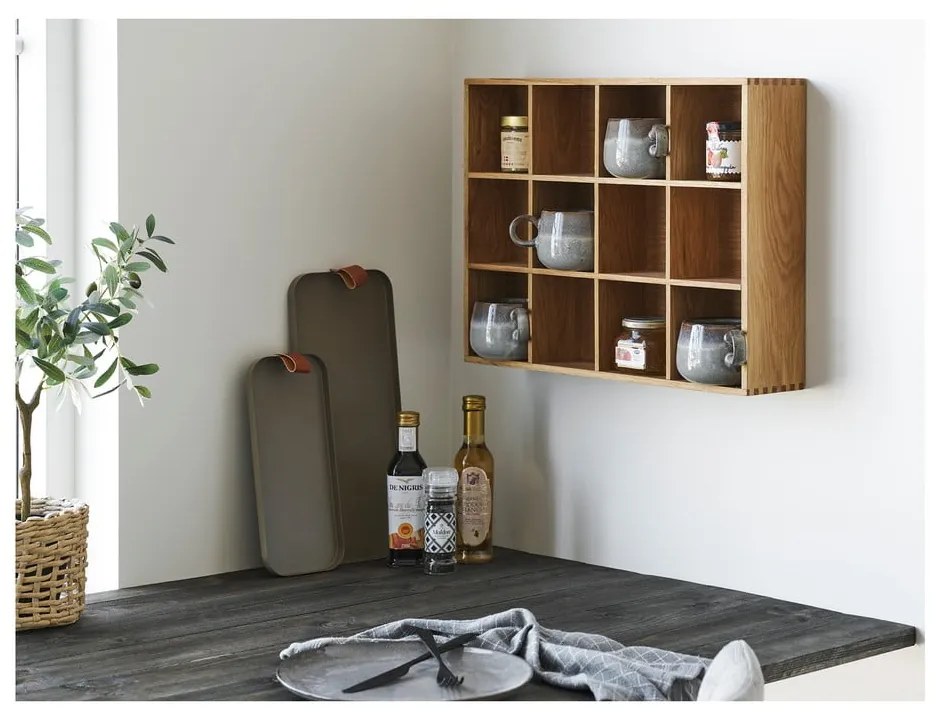 Natúr színű többszintes fali polc tölgyfa dekorral 11 cm Soria – House Nordic