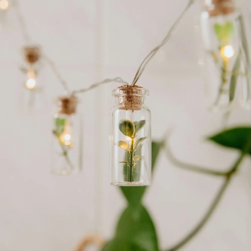 URBAN JUNGLE Led-es égősor, befőttes üveg / levél