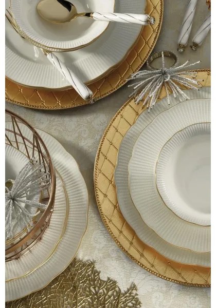 26 részes étkészlet fehér/arany/porcelán
