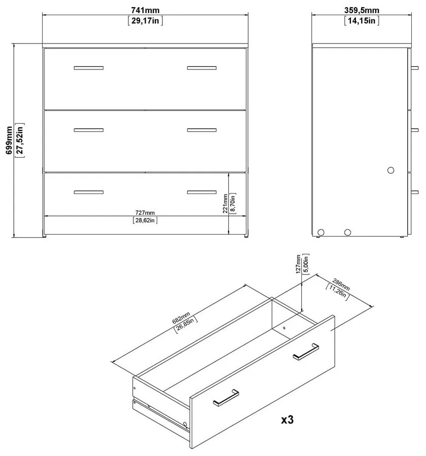 Fehér alacsony komód 74x70 cm Space – Tvilum