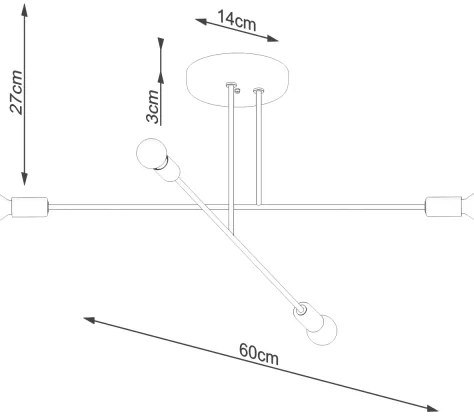 Sollux SL.1451 - Csillár rúdon NORAH 4xE27/15W/230V fekete