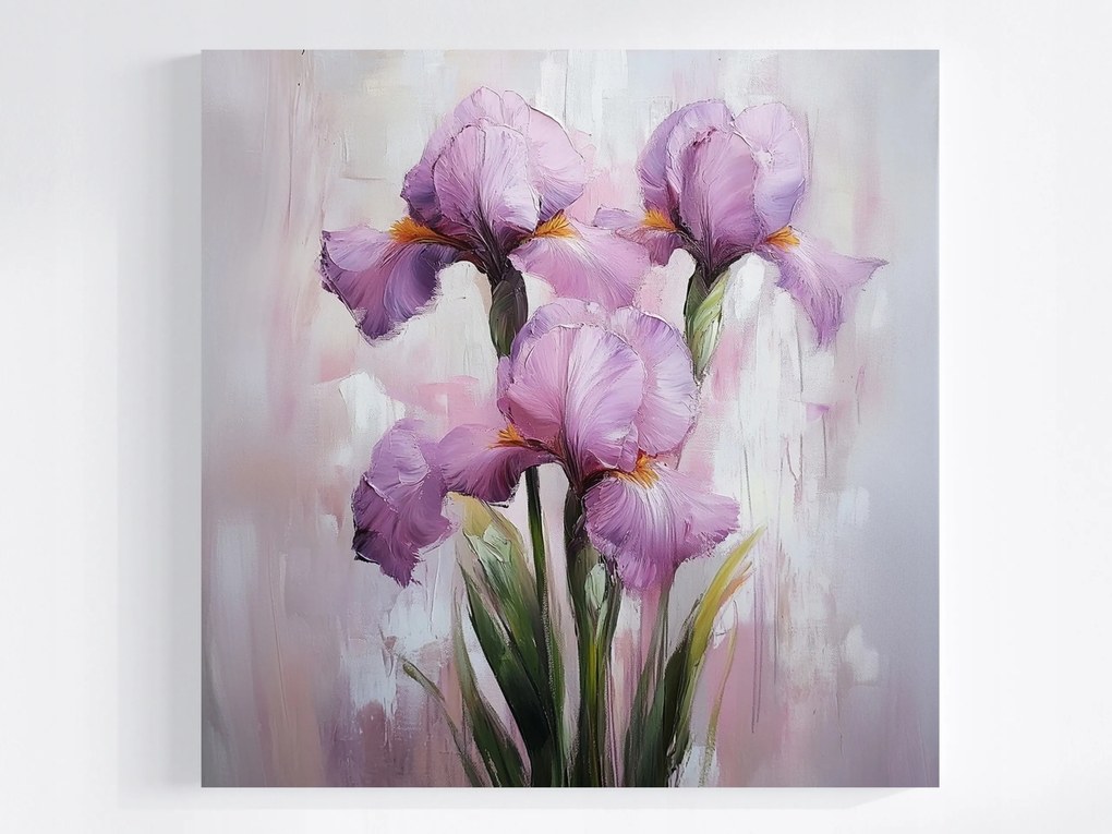 Vászonkép Canvas Természet Kert Rét Virágok Rózsaszín Írisz Csokor 80x80