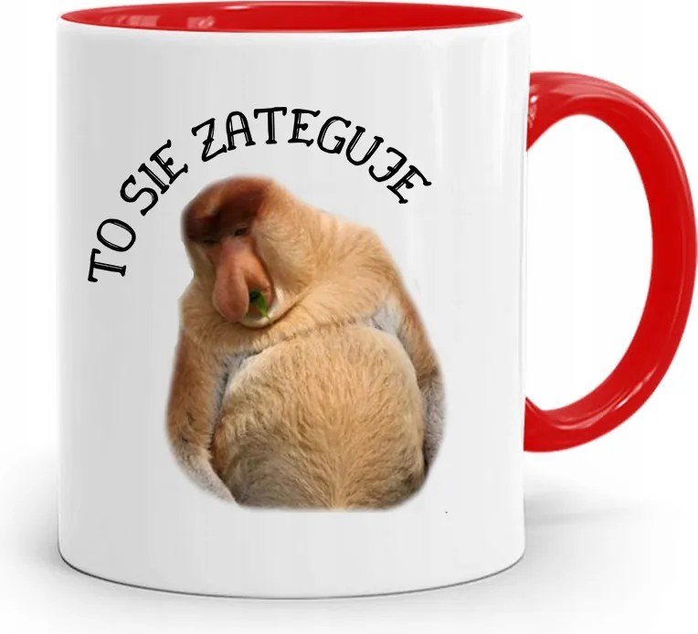 Piros Hordozós Bögre Janusz Ezt Viselje fényképes nyomattal