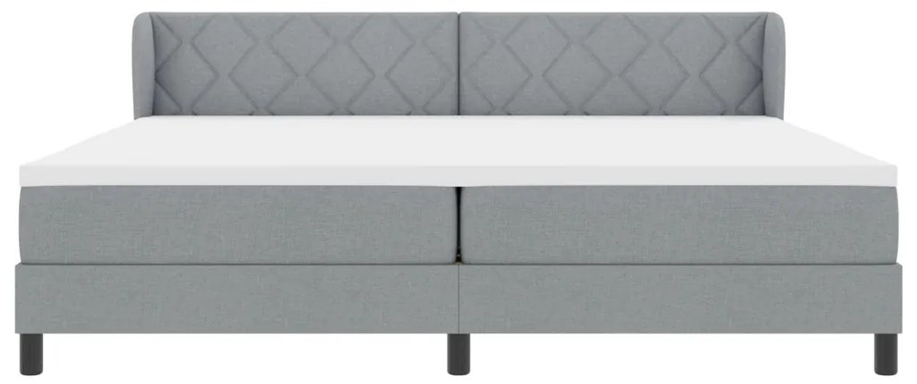 Boxspring Ágy Matrac nélkül Világosszürke 200x200 cm Szövet