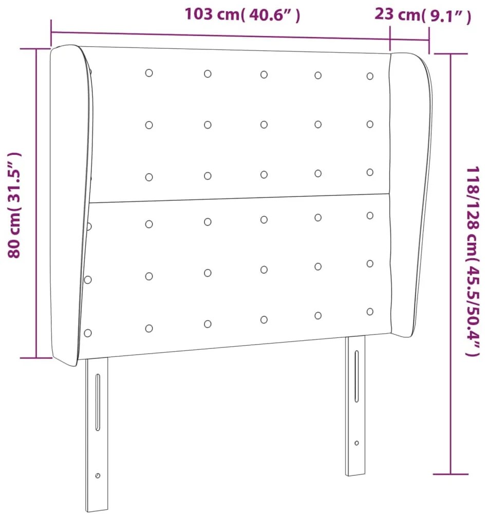 fekete szövet fejtámla szárnyakkal 103 x 23 x 118/128 cm