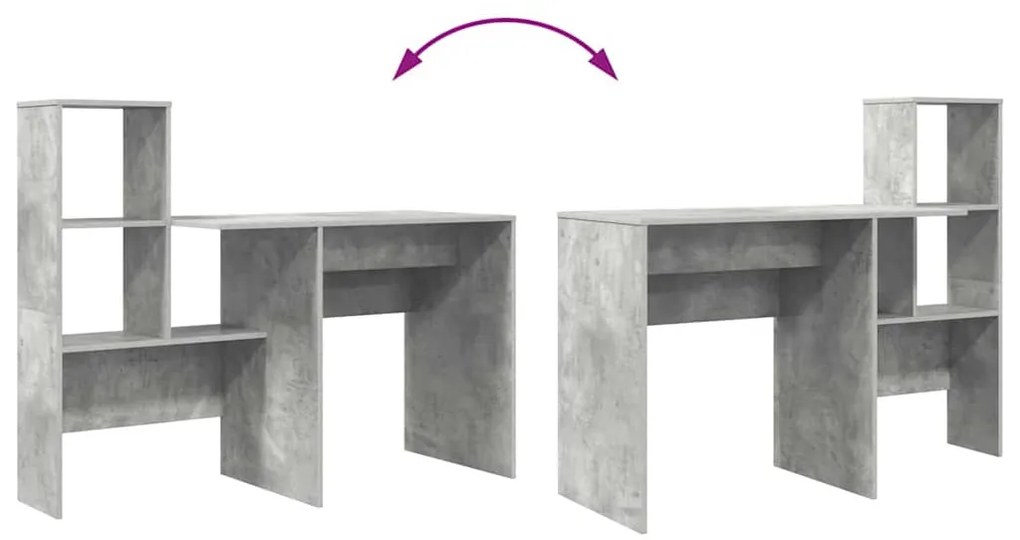 Asztal polcokkal Beton szürke 131.5 x 50 x 106.5 cm Faanyag