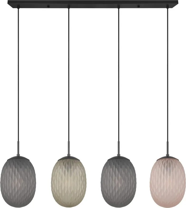 Matt fekete függőlámpa üveg búrával Facette – Trio