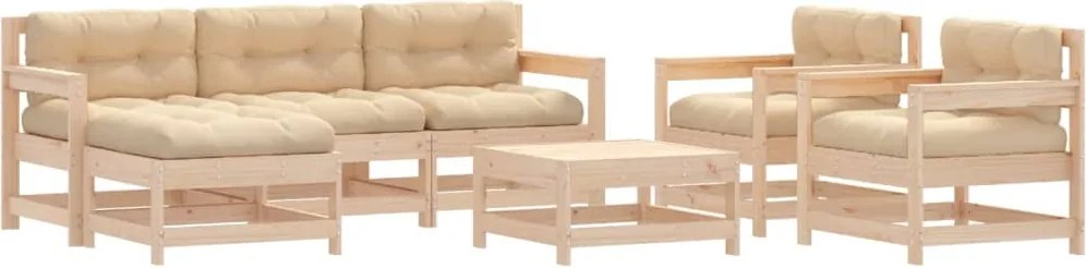 vidaXL 7 részes tömör fa kerti ülőgarnitúra párnával