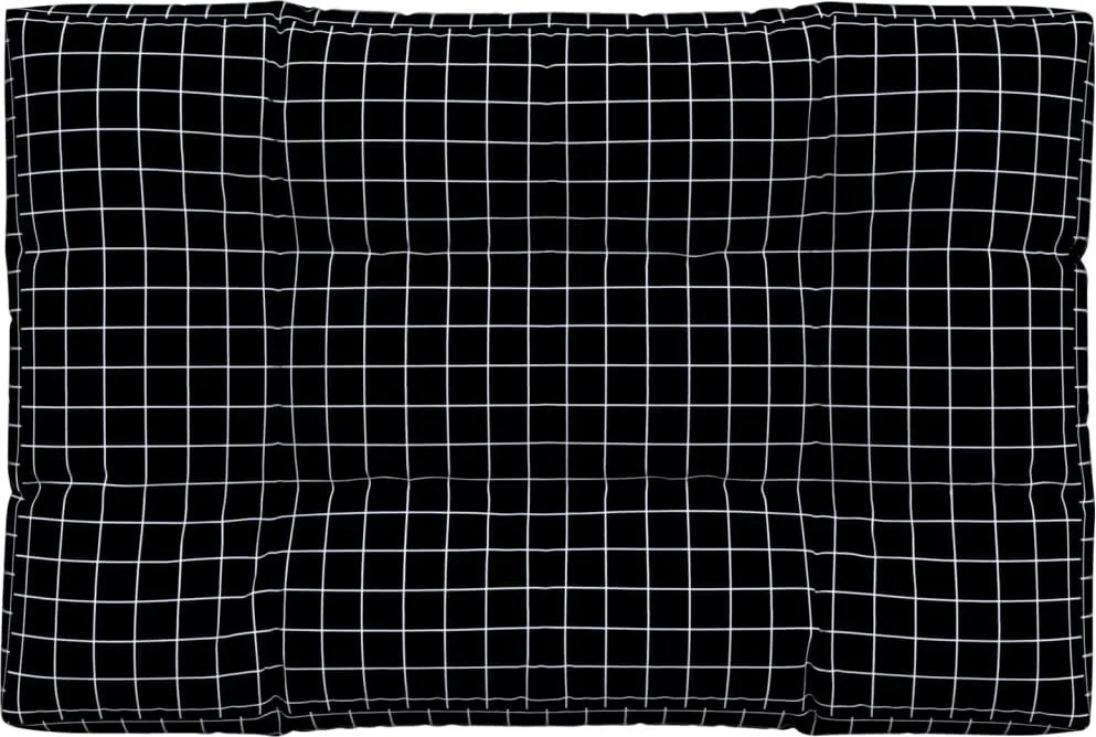 vidaXL fekete kockás szövet raklappárna 120 x 80 x 12 cm