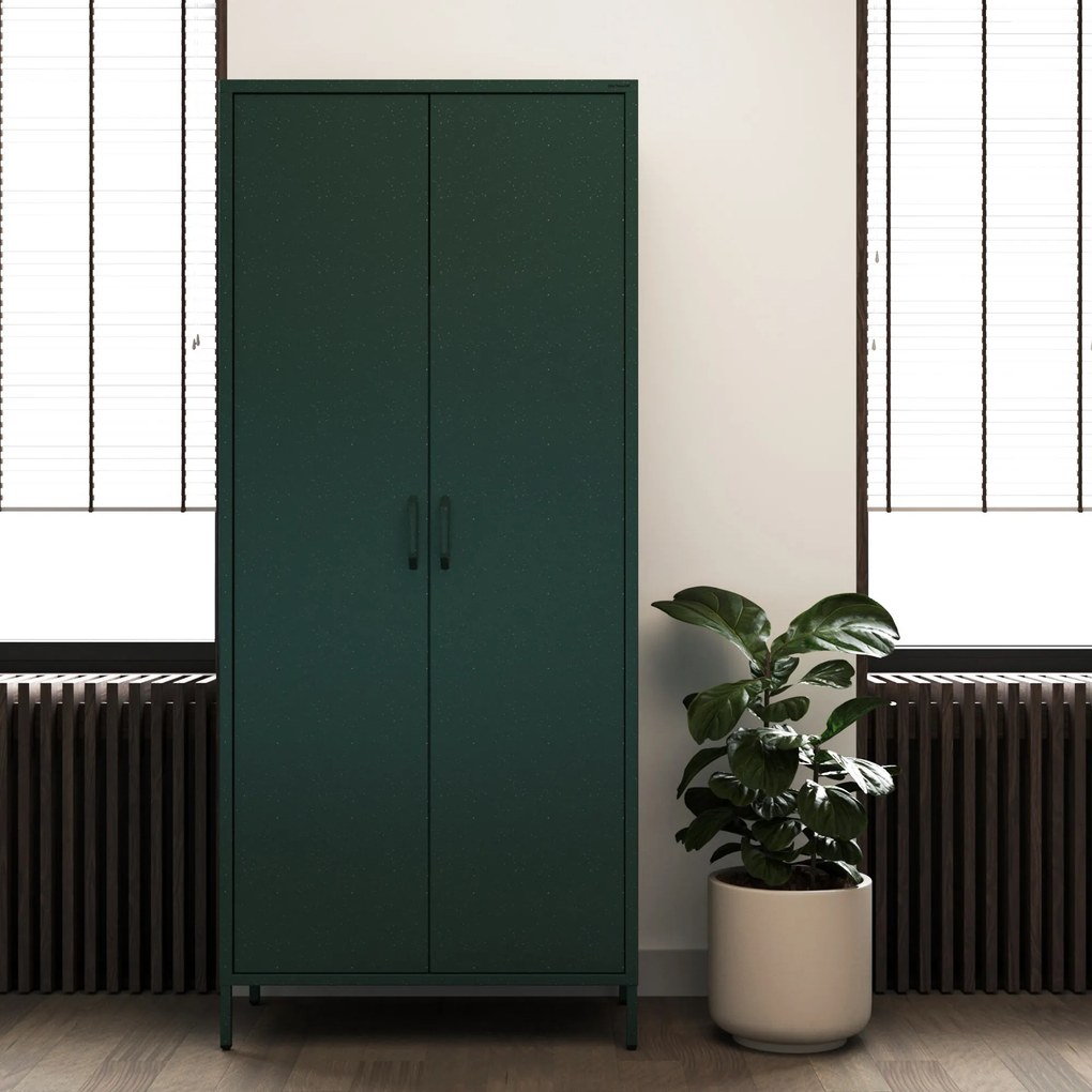 Ruhásszekrény fém loft stílusú lábakon üvegzöld, 800x1850x450 mm: FLAVIO Modern