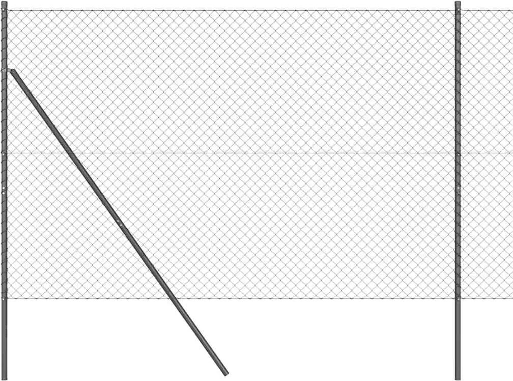 vidaXL Kerítésoszlop Szürke 10 x 1,6 m (40 x 40 mm rács) Acél és PVC