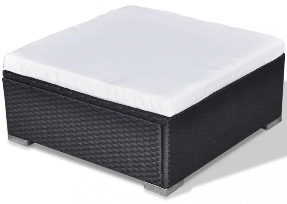vidaXL 5 részes fekete polyrattan kerti ülőgarnitúra párnákkal