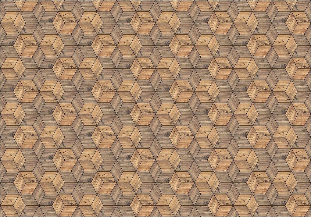 Flizelin fotótapéta Kockák 3D illúzió fa geometria 300x210 +ragasztó