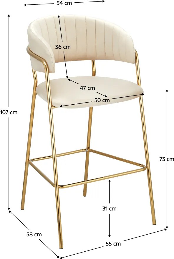 Design bárszék, bézs Velvet szövet/gold króm arany, DASMIN TYP 2