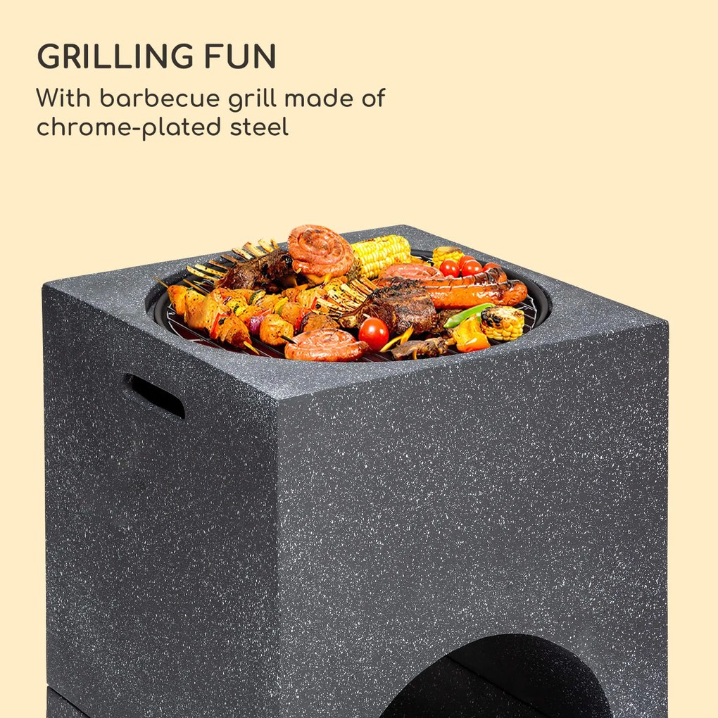Monolith, tűzrakóhely grillel, MGO és acél fedél, szikrafogó