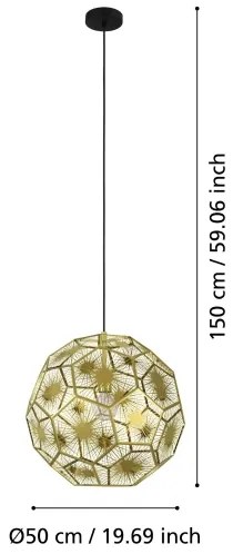 Eglo 39756 - Csillár zsinóron SKOURA 1xE27/60W/230V á. 50 cm