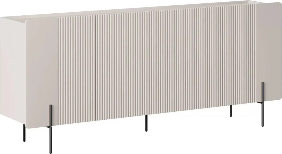 Malmi négyajtós komód 200 cm - kasmír / fekete lábak