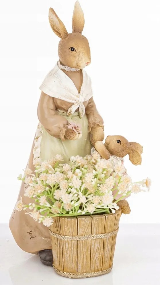 Húsvéti nyuszi figura virágokkal nyuszi dekoráció 25×13×14 cm tavaszi