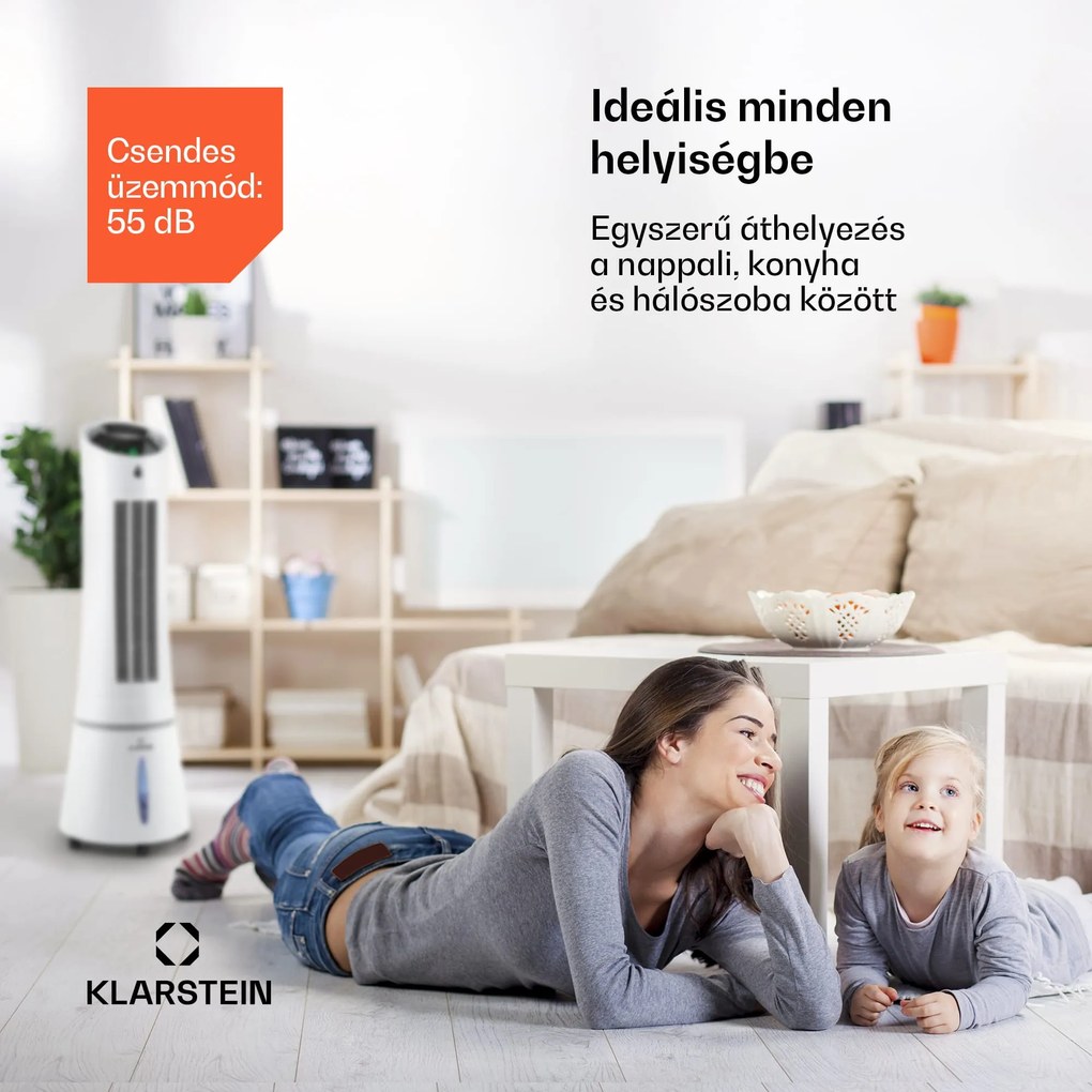 Klarstein Skyscraper Ice Smart, 4 az 1-ben, léghűtő és ventilátor, WiFi, 210m³/ó, távirányítóval