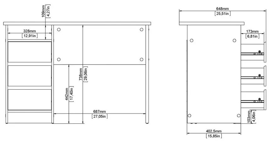 Felix VI íróasztal, fehér