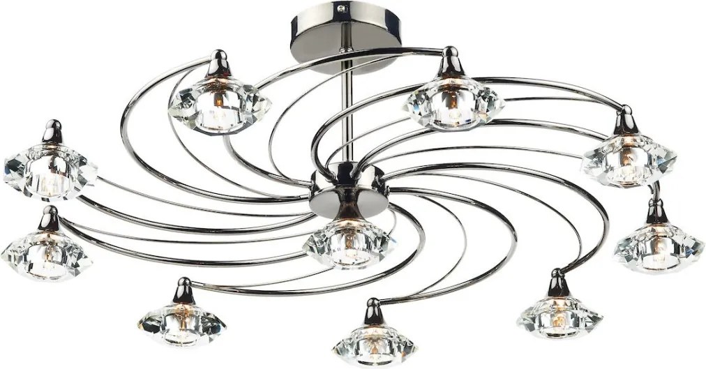 DAR LIGHTING LUT2367 LUTHER Kristály Mennyezeti Lámpa Fekete Króm G9 IP20