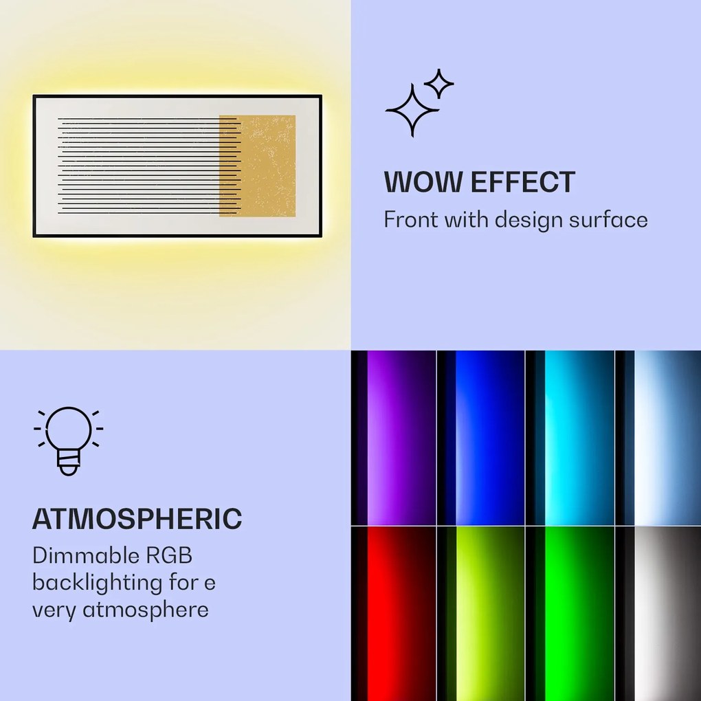 Klarstein Mojave 1000 smart, infravörös hősugárzó 2 az 1-ben, konvektor, 120 x 60 cm, 1000 W, RGB világítás