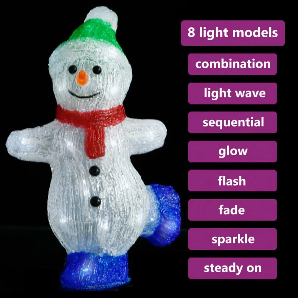 LED-es akril karácsonyi hóemberfigura bel- és és kültérre 30 cm