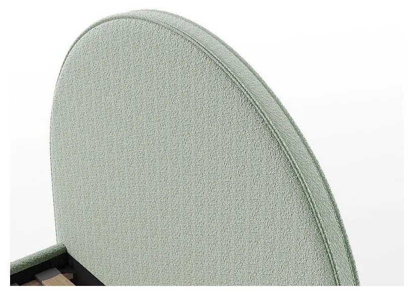 Zöld kárpitozott ágyneműtartós egyszemélyes ágy ágyráccsal 90x200 cm Moon – Vipack