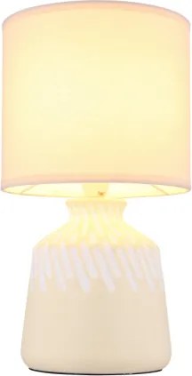Globo 21733CU Asztali lámpa, kerámia bézs színű, textil bézs színű, kábel PVC fehér, billenőkapcsoló a kábelen, ø: 175mm, M: 315mm, kábel hossza 1300mm, 1x E14 40W 230V izzó nélkül