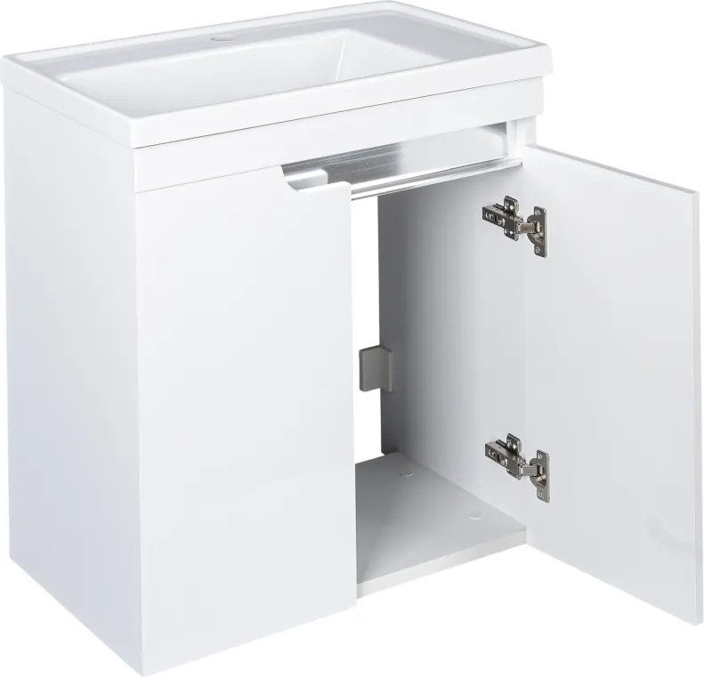 Piramida EURIDIKA 60 LH fali fürdőszobabútor - műmárvány mosdóval - 2 ajtós - 60 x 60 x 38 cm