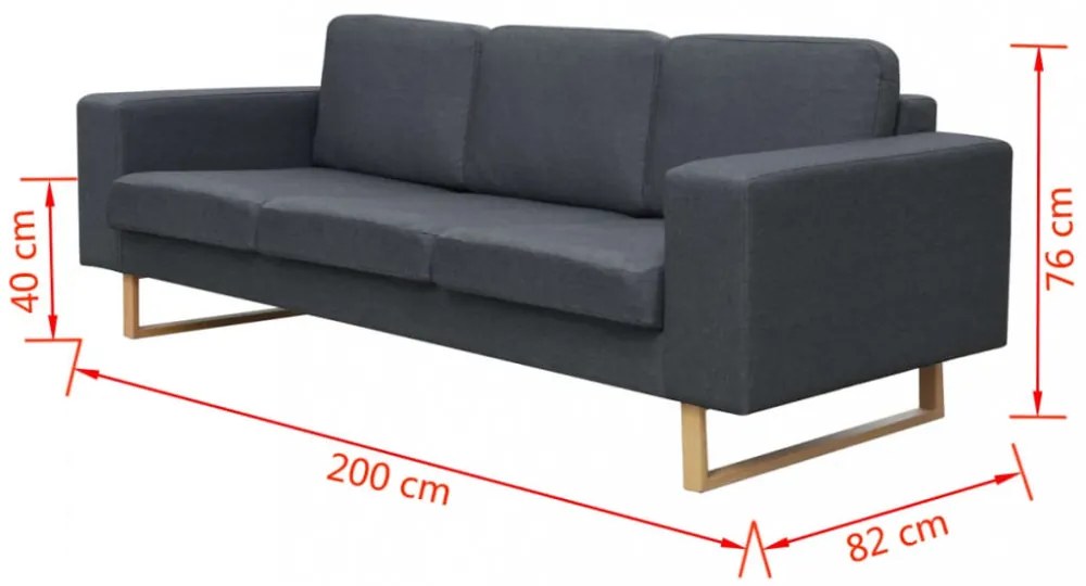 3 személyes sötét szürke szövet kanapé